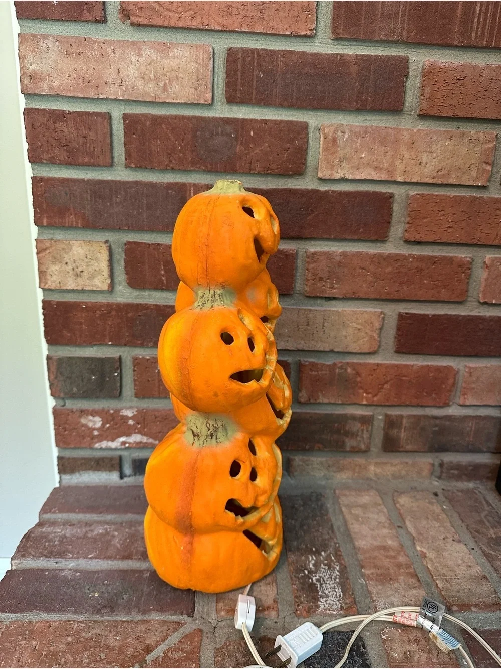 Vintage Gemmy Stacked Pumpkins Halloween Decor Foam Blow Mold Lighted Works 16”